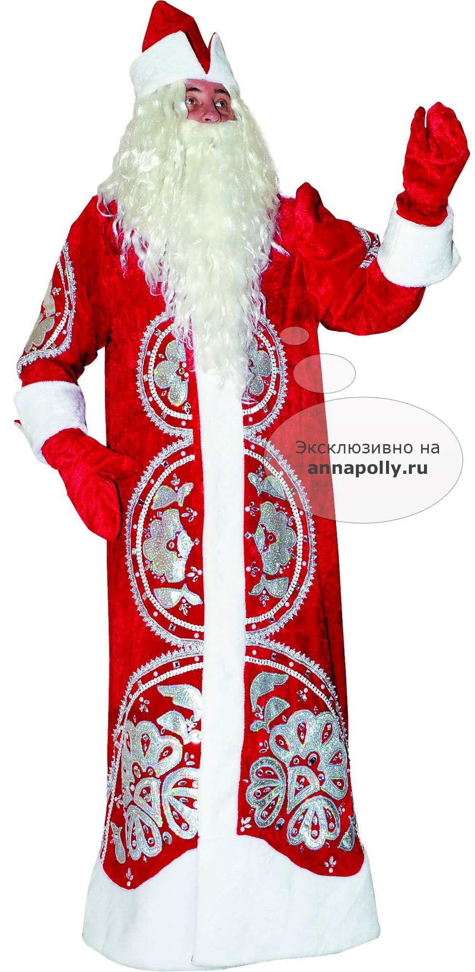 фото Карнавальный костюм Vitus Дед Мороз, аппликация велюровая, сетка (Витус)